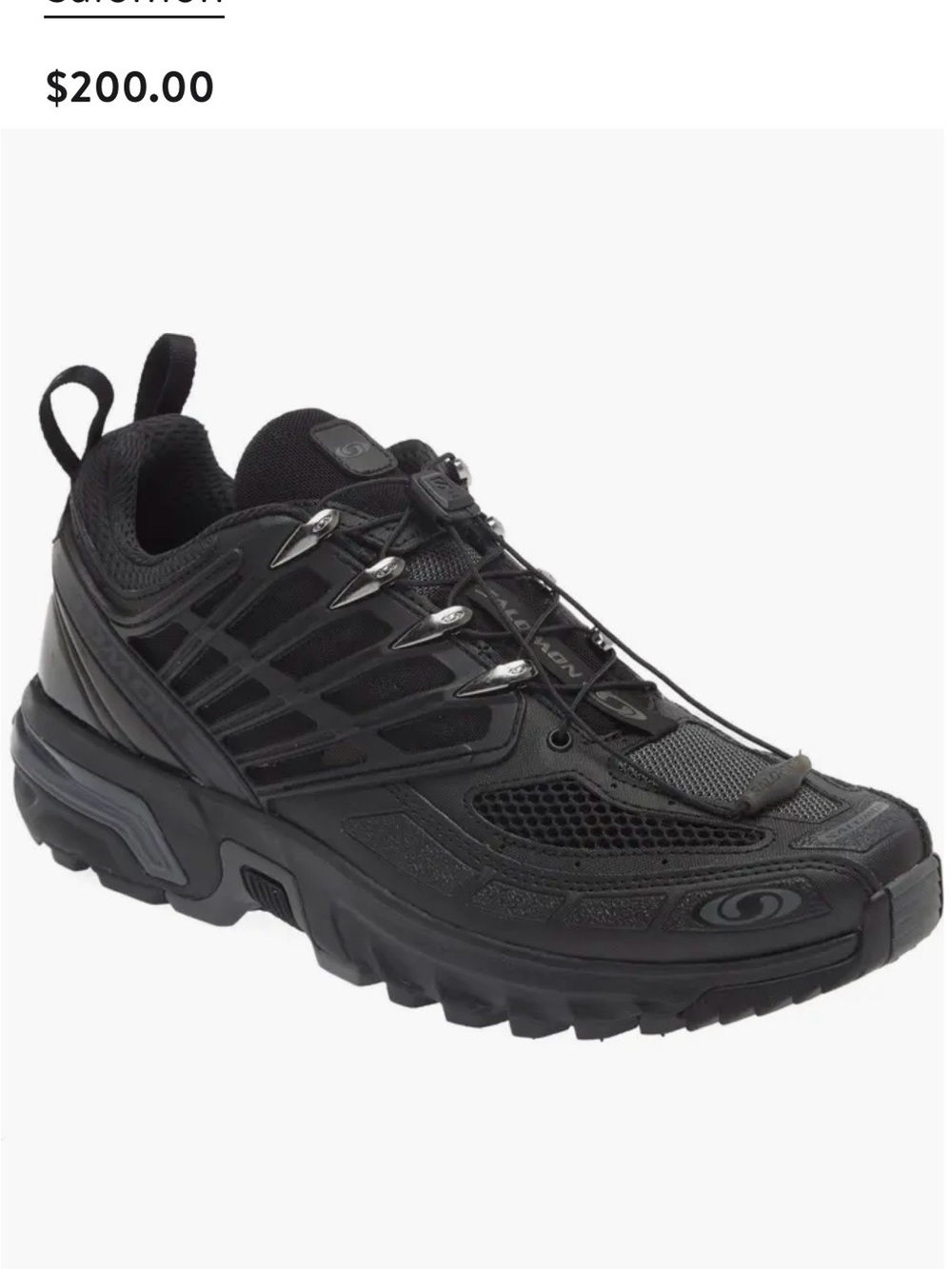 Salomon ACS PRO women’s 7.5 triple blk rubber trimmed mesh like new
